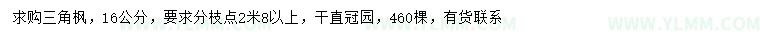 求购16公分三角枫
