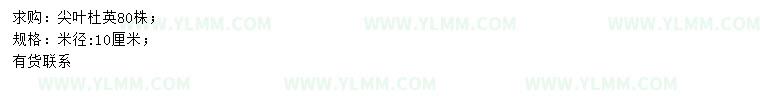 求购米径10公分尖叶杜英