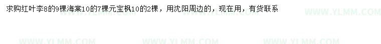 求購紅葉李、海棠、元宝枫