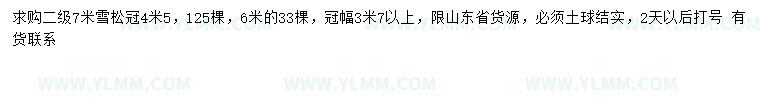 求购6、7米雪松
