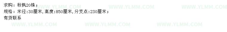求購米徑30公分秋楓
