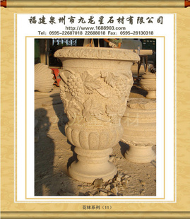 花岗岩花钵 黄锈石花钵 石材花钵 石花盆 石花钵