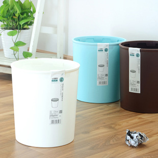 小号圆形垃圾桶卫生间家用无盖创意客厅书房塑料厨房PP筒酒店8L